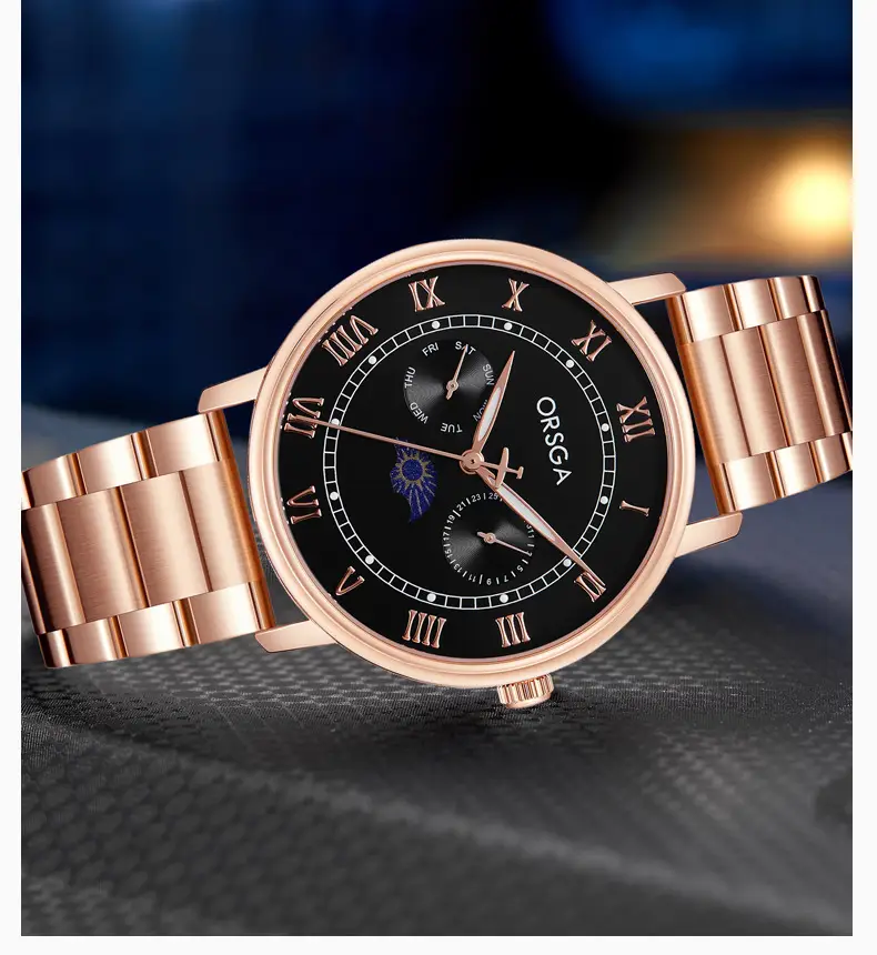 ORSGA Men's Multifunctional Watch with Moon Calendar & Waterproof Quartz — feature 15