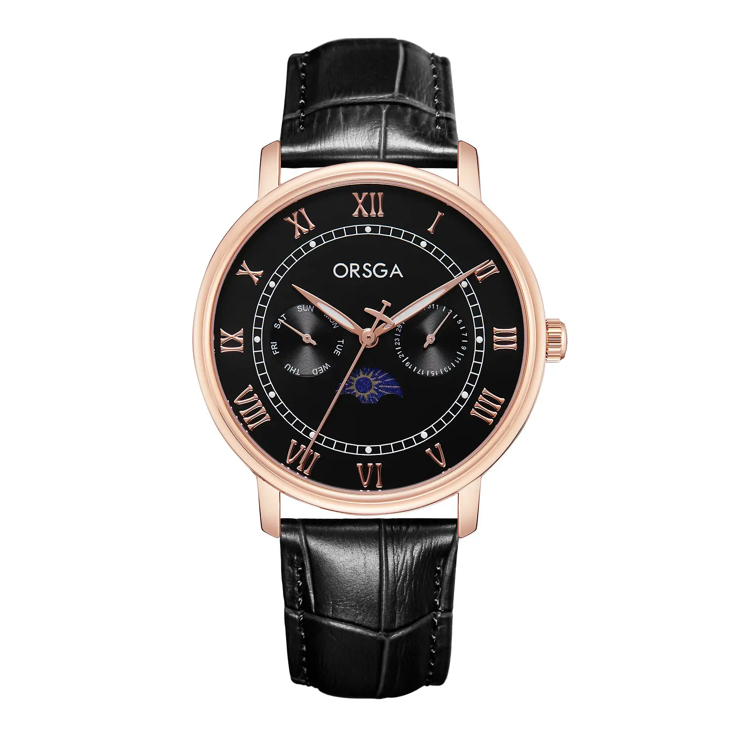 ORSGA Men's Multifunctional Watch with Moon Calendar & Waterproof Quartz - Image 2