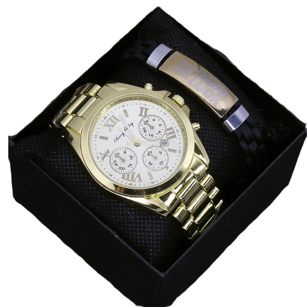 Couple Gold Quartz Wristwatches Set for Men & Women - Image 6