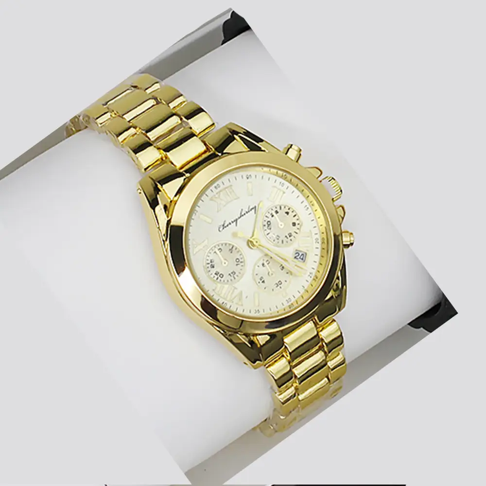 Couple Gold Quartz Wristwatches Set for Men & Women - Image 4