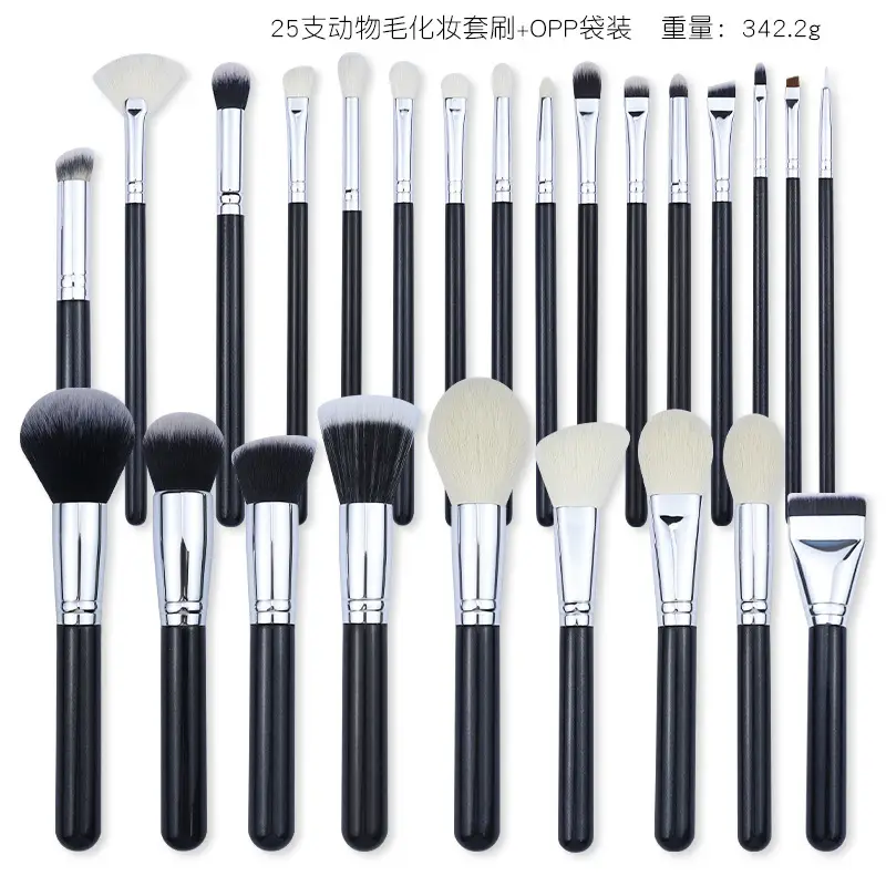 Professional Makeup Brush Set 25 Pcs Animal Hair Brush Kit - Image 11