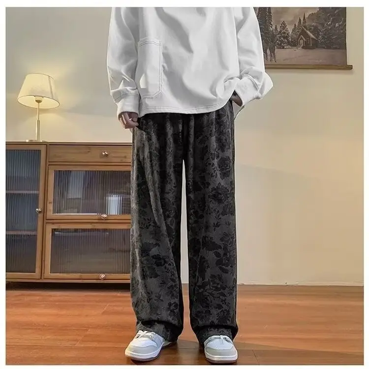 American Style Retro Loose Wide Leg Pants Men — feature 10