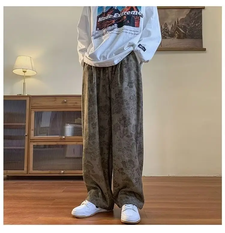 American Style Retro Loose Wide Leg Pants Men — feature 11