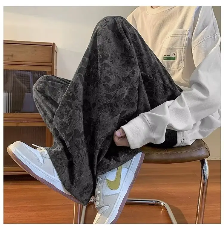 American Style Retro Loose Wide Leg Pants Men — feature 13
