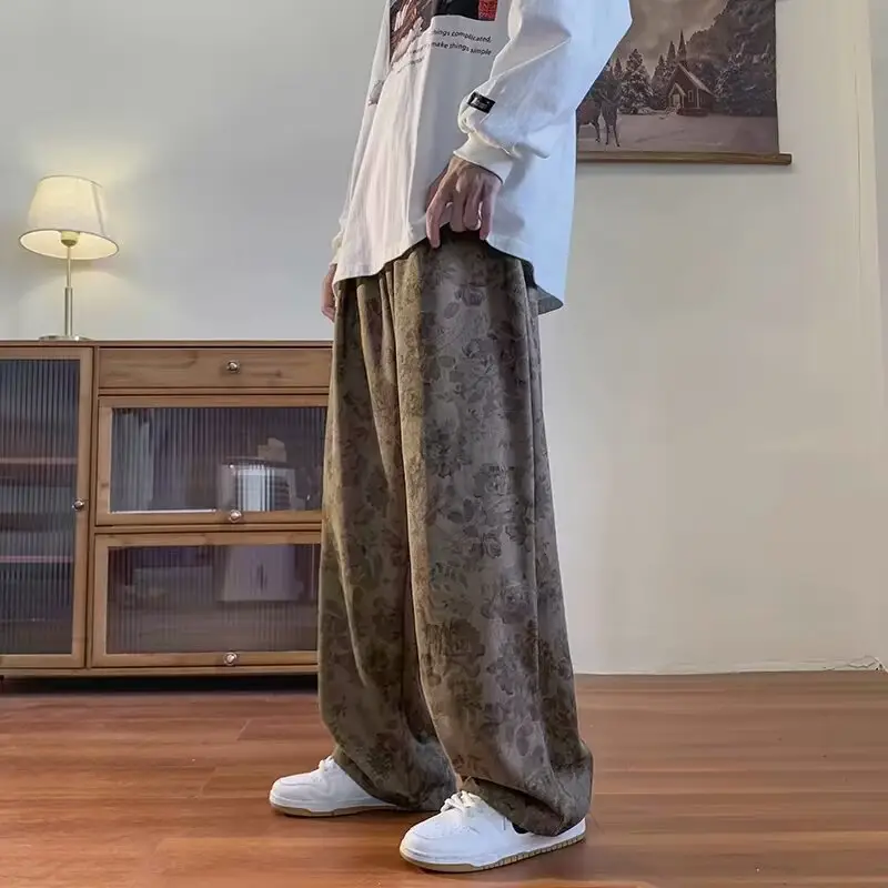 American Style Retro Loose Wide Leg Pants Men — feature 15