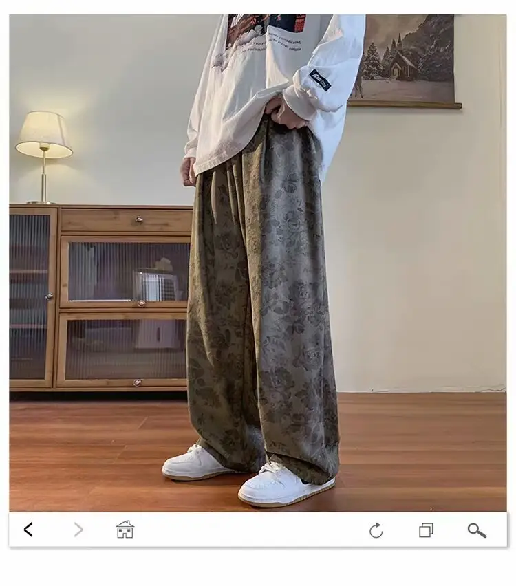 American Style Retro Loose Wide Leg Pants Men — feature 3