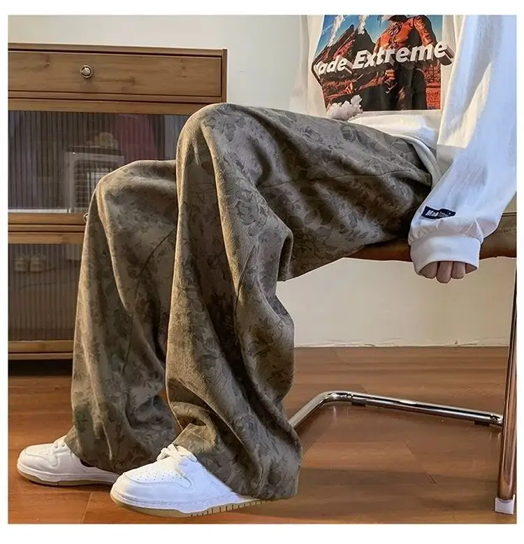 American Style Retro Loose Wide Leg Pants Men — feature 4