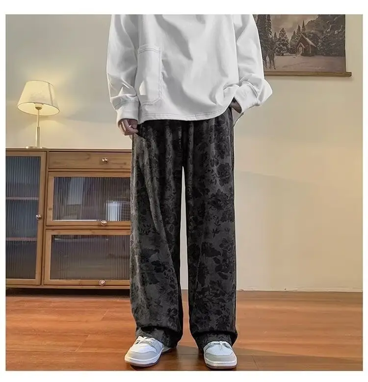 American Style Retro Loose Wide Leg Pants Men — feature 6