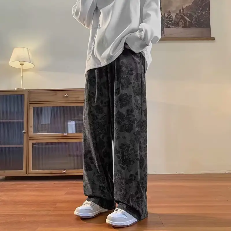 American Style Retro Loose Wide Leg Pants Men — feature 9