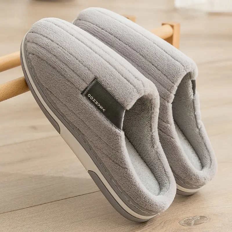 Men's Cotton Slippers Men's Winter Home Indoor 2024 New Household Non-slip Warm Wool Cotton Shoes Women's Winter