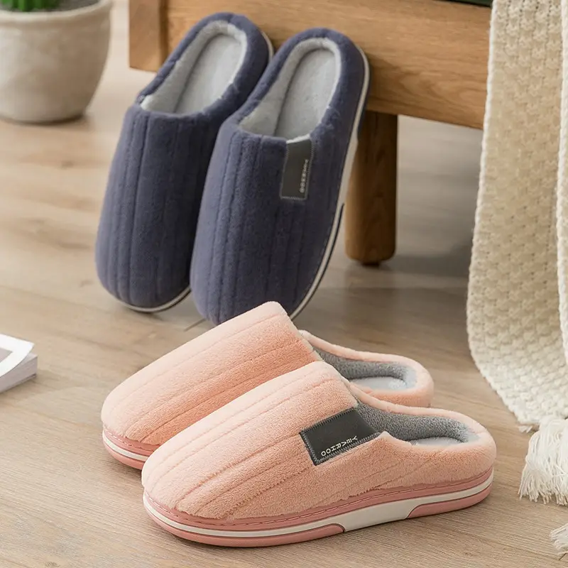 Men's Cotton Slippers Men's Winter Home Indoor 2024 New Household Non-slip Warm Wool Cotton Shoes Women's Winter