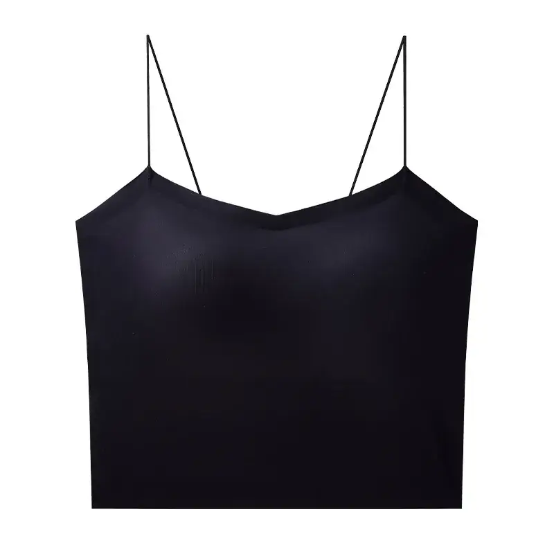 Black Ice Silk Camisole Vest Women's Belt Chest Pad - Image 3
