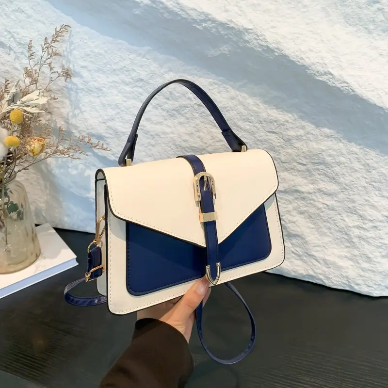 Women's Contrast Color Square Bag 2024 New Fashion
