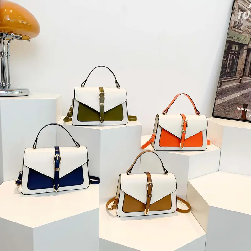 Women's Contrast Color Square Bag 2024 New Fashion
