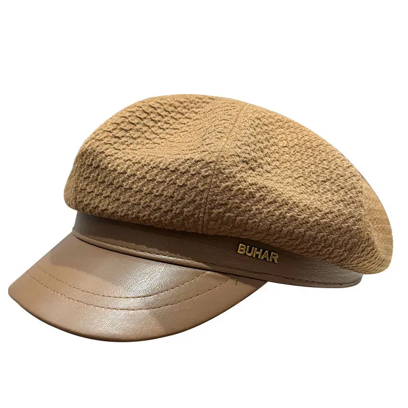Women's Autumn Winter Hat with Leather Edge & Big Head - Image 9