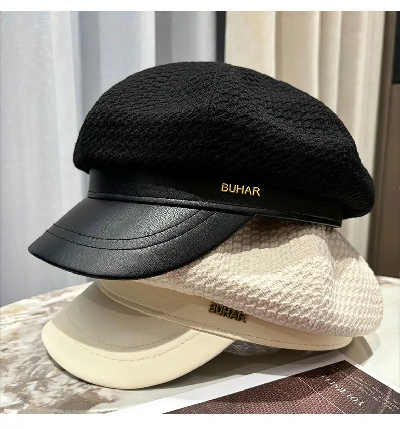 Women's Autumn Winter Hat with Leather Edge & Big Head — feature 20