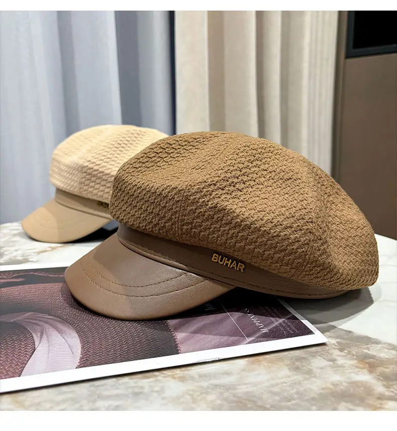 Women's Autumn Winter Hat with Leather Edge & Big Head — feature 21