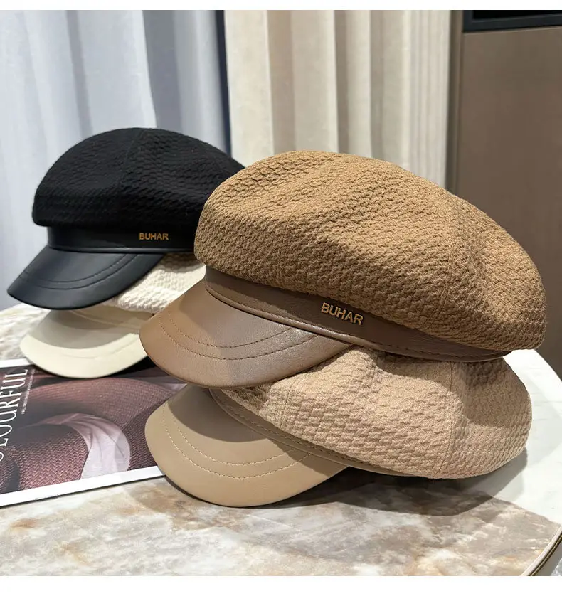 Women's Autumn Winter Hat with Leather Edge & Big Head — feature 22