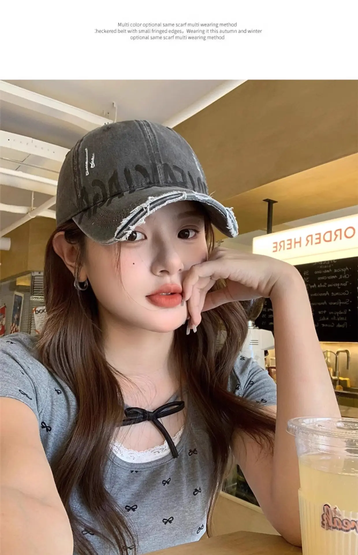 Retro Washed Hole Cap for Women Men Summer Sunshade Letter Hat — feature 14