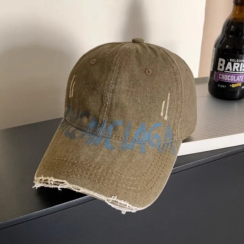 Retro Washed Hole Cap for Women Men Summer Sunshade Letter Hat - Image 3