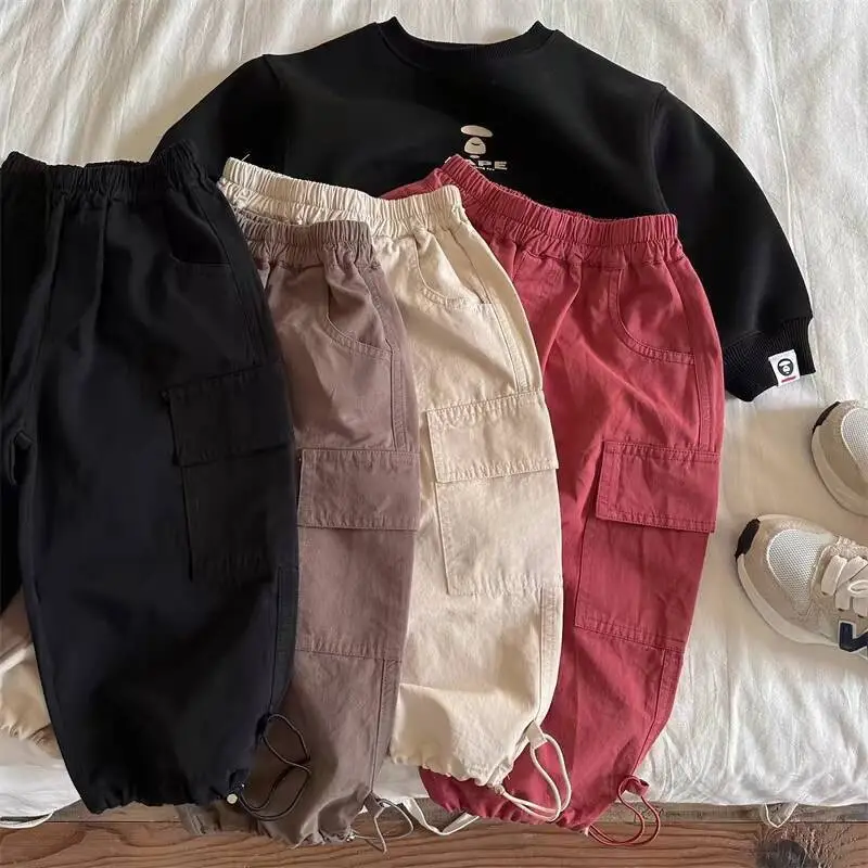 Kids Casual Pants Set Black Red 2025 New Style - Image 5