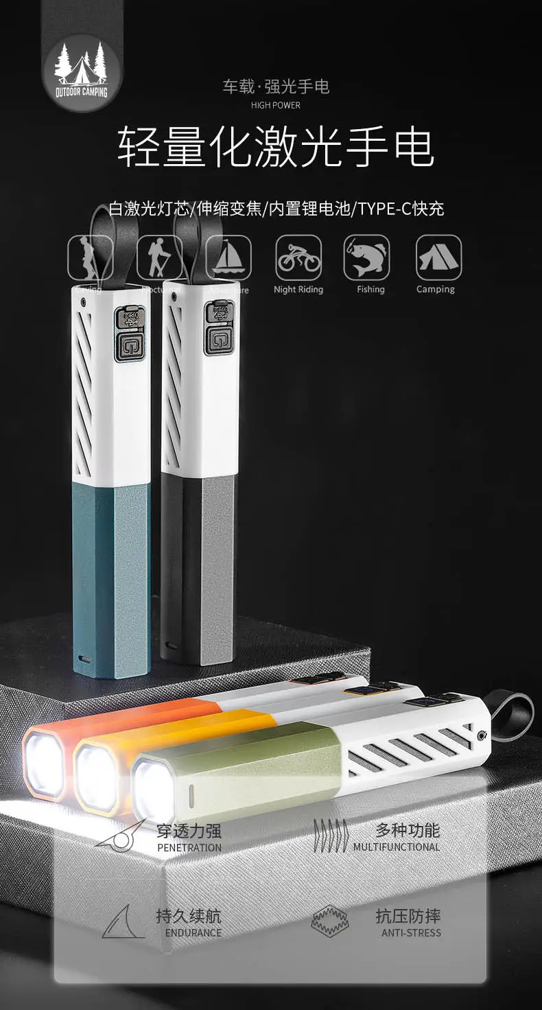 Cross-border European & American Style Laser Flashlight with 18650 Battery β feature 1