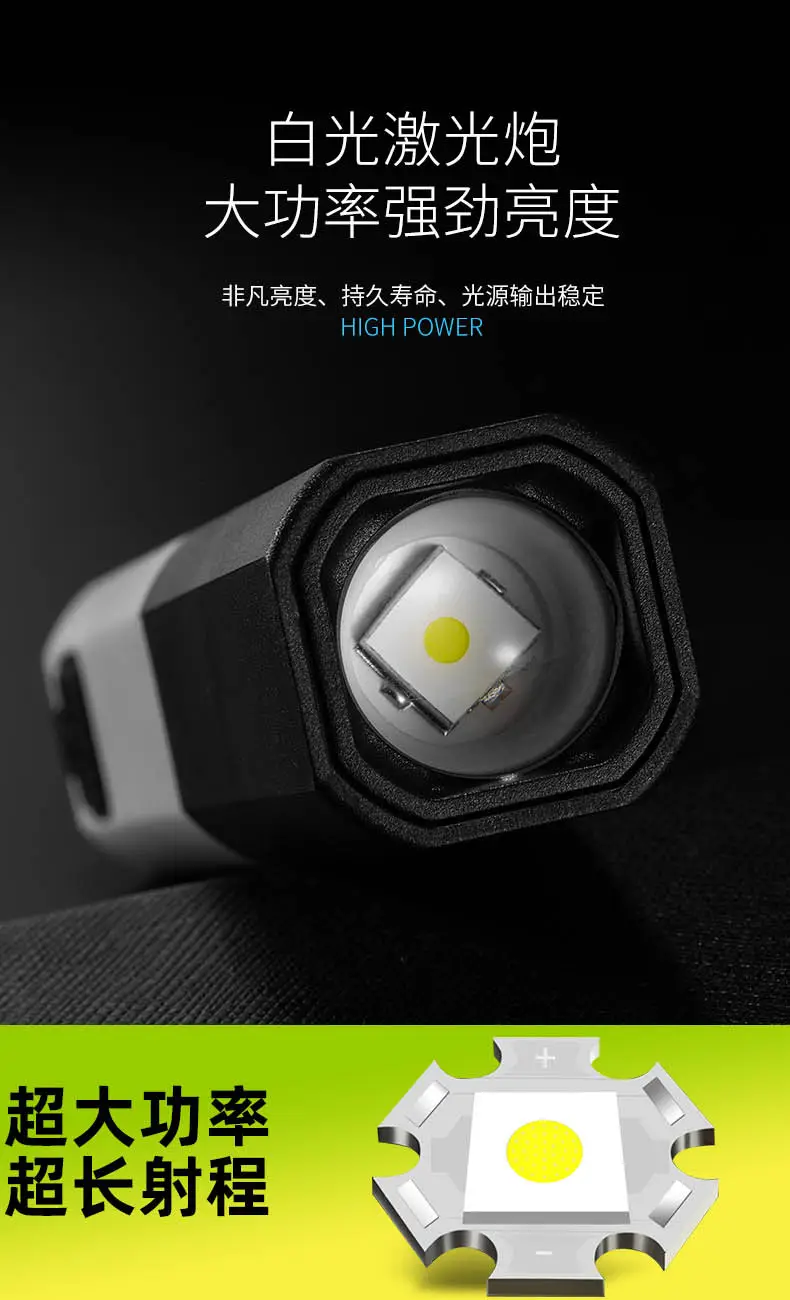 Cross-border European & American Style Laser Flashlight with 18650 Battery β feature 5