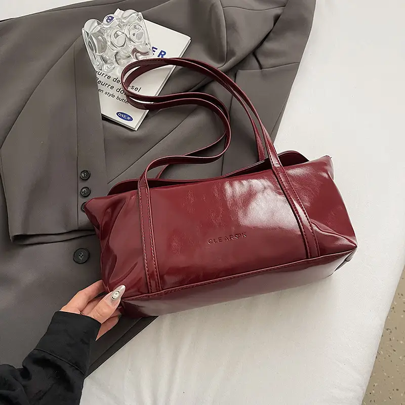 Korean Style Wax Leather Shoulder Bag Large Capacity - Image 2