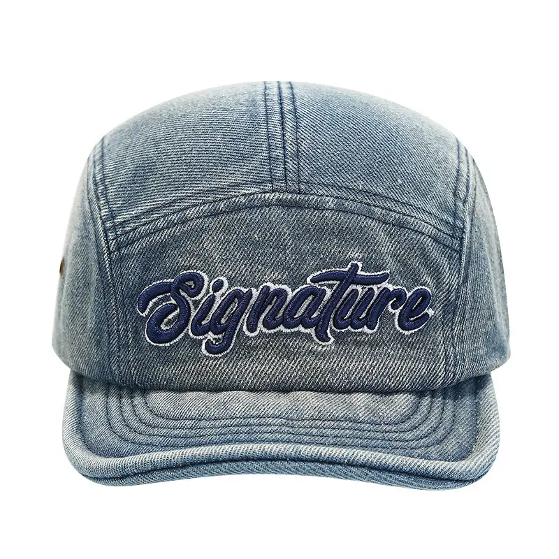 Japanese Letter Embroidery Wash Denim Cap for Men Women - Image 6