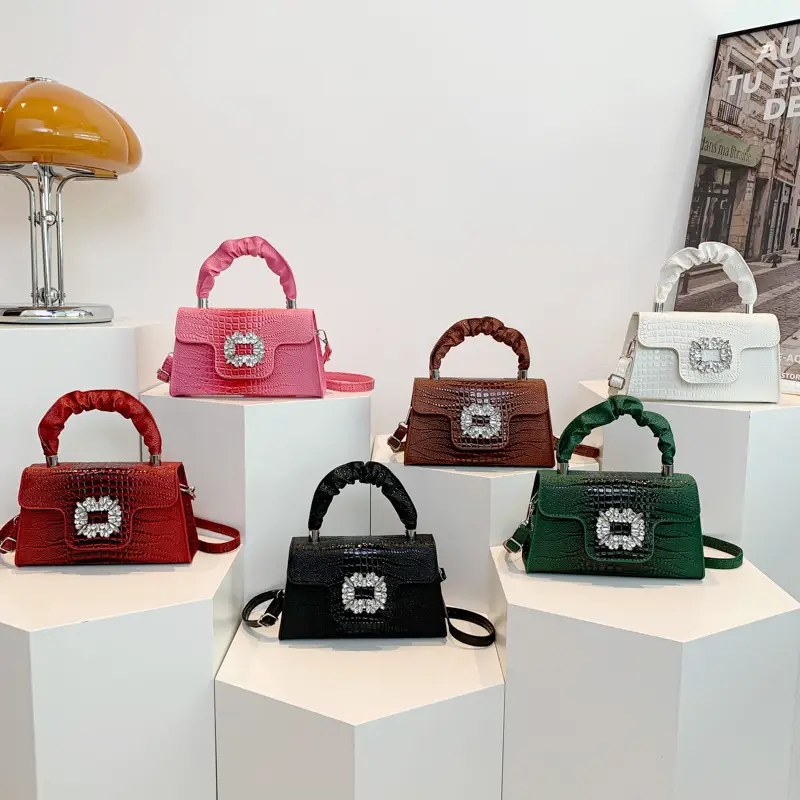 Shiny Diamond Crossbody Bag Pink Square Shoulder Bag — feature 10
