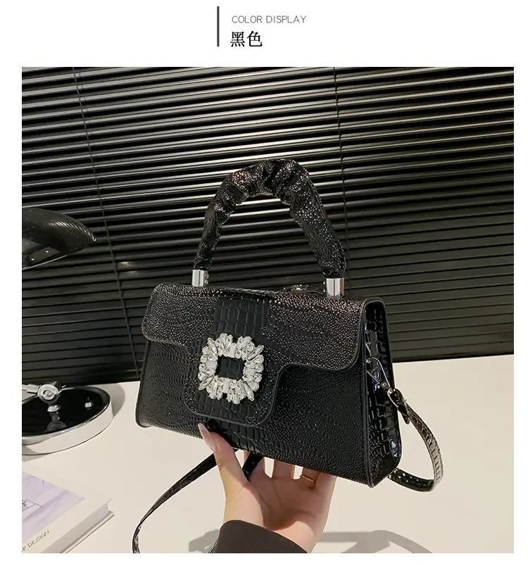 Shiny Diamond Crossbody Bag Pink Square Shoulder Bag — feature 12