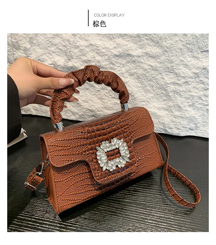 Shiny Diamond Crossbody Bag Pink Square Shoulder Bag — feature 17