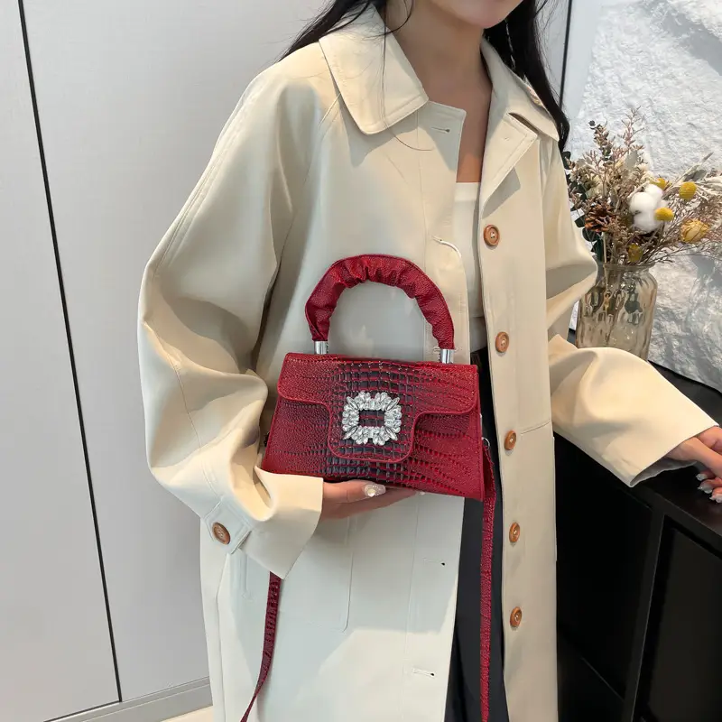 Shiny Diamond Crossbody Bag Pink Square Shoulder Bag — feature 18