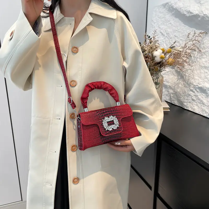 Shiny Diamond Crossbody Bag Pink Square Shoulder Bag — feature 19