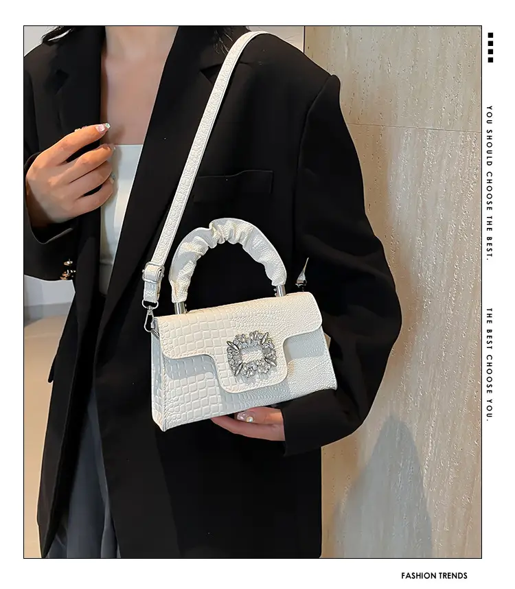 Shiny Diamond Crossbody Bag Pink Square Shoulder Bag — feature 2