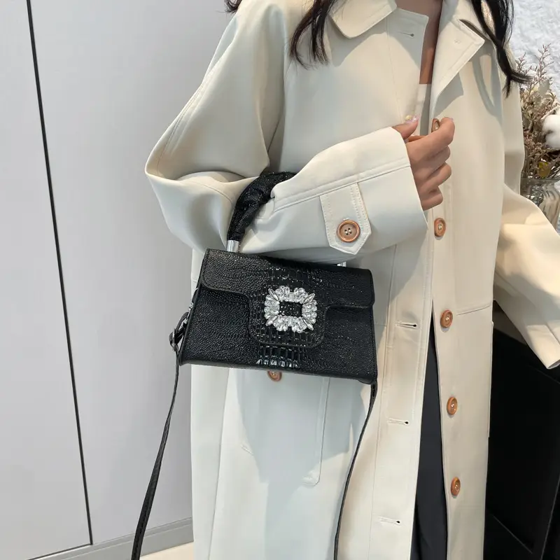 Shiny Diamond Crossbody Bag Pink Square Shoulder Bag — feature 21