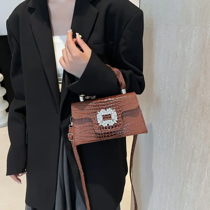 Shiny Diamond Crossbody Bag Pink Square Shoulder Bag — feature 27