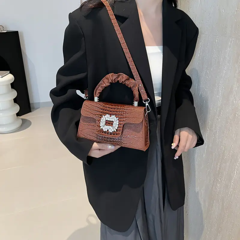 Shiny Diamond Crossbody Bag Pink Square Shoulder Bag — feature 28