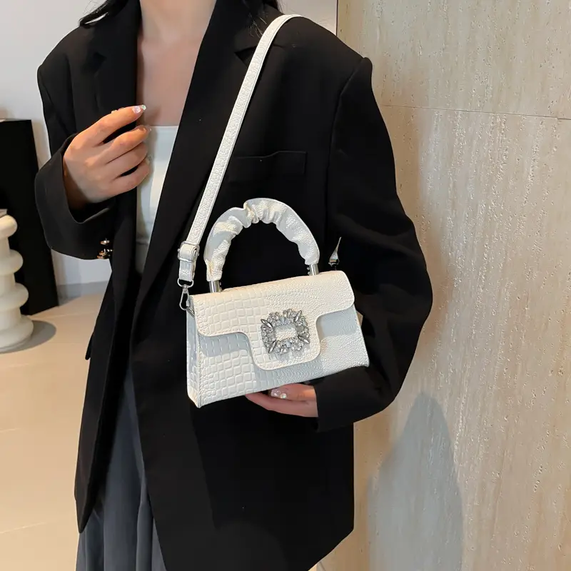 Shiny Diamond Crossbody Bag Pink Square Shoulder Bag — feature 33