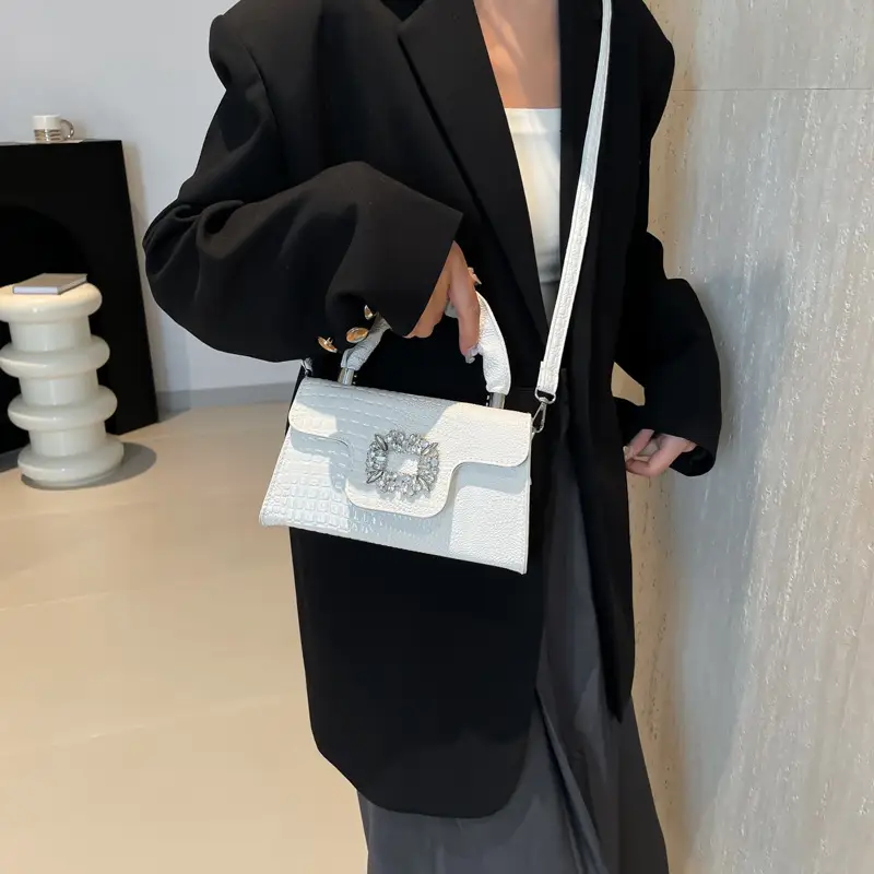 Shiny Diamond Crossbody Bag Pink Square Shoulder Bag — feature 34
