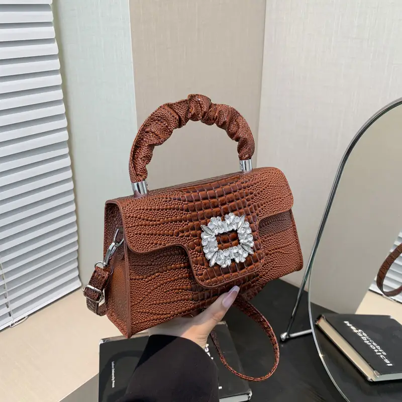 Shiny Diamond Crossbody Bag Pink Square Shoulder Bag — feature 38