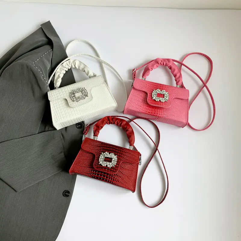 Shiny Diamond Crossbody Bag Pink Square Shoulder Bag — feature 42