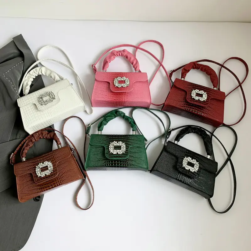 Shiny Diamond Crossbody Bag Pink Square Shoulder Bag — feature 44