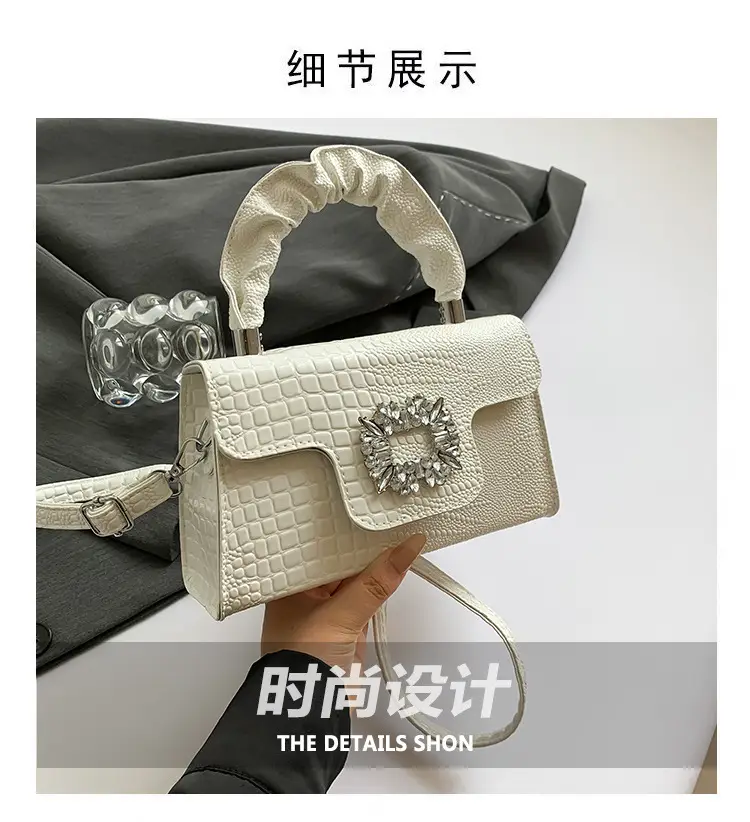 Shiny Diamond Crossbody Bag Pink Square Shoulder Bag — feature 5