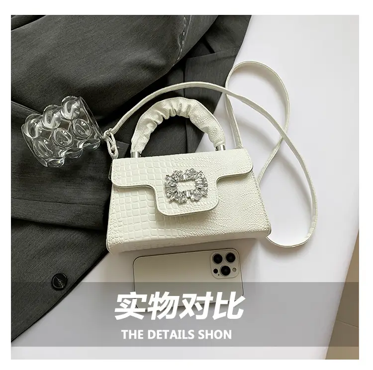 Shiny Diamond Crossbody Bag Pink Square Shoulder Bag — feature 8