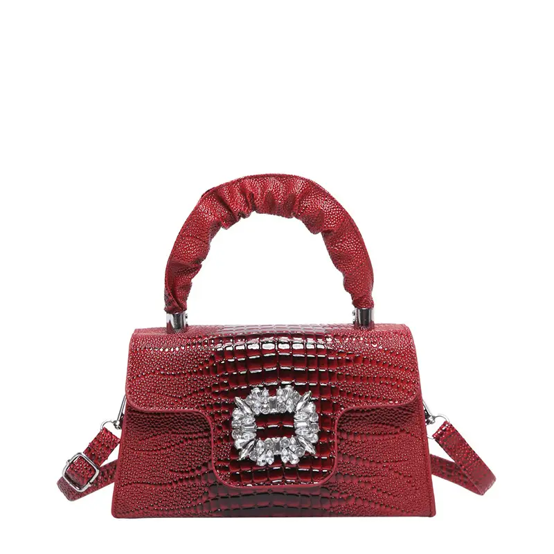 Shiny Diamond Crossbody Bag Pink Square Shoulder Bag - Image 3