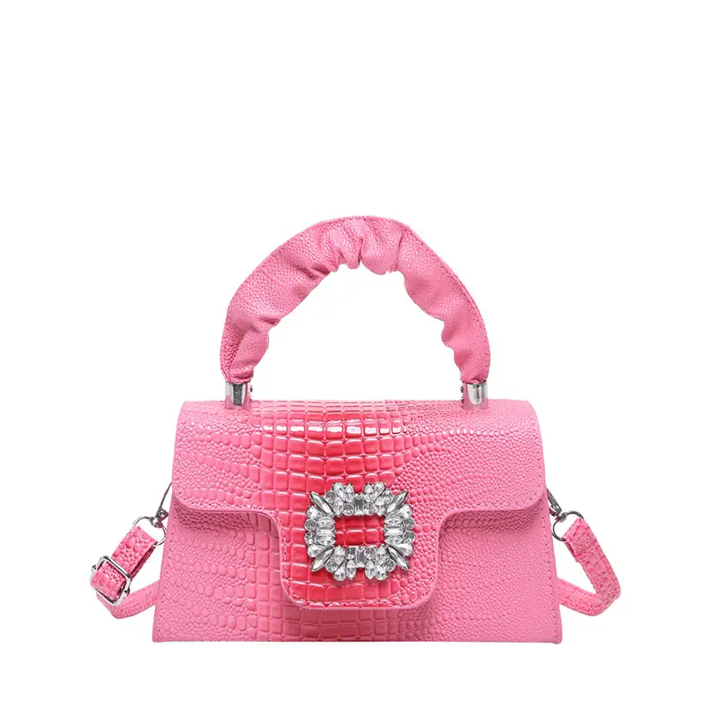 Shiny Diamond Crossbody Bag Pink Square Shoulder Bag - Image 5