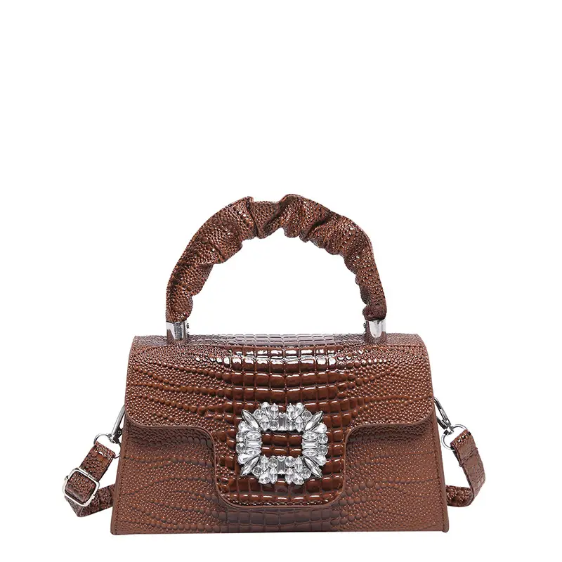 Shiny Diamond Crossbody Bag Pink Square Shoulder Bag - Image 6