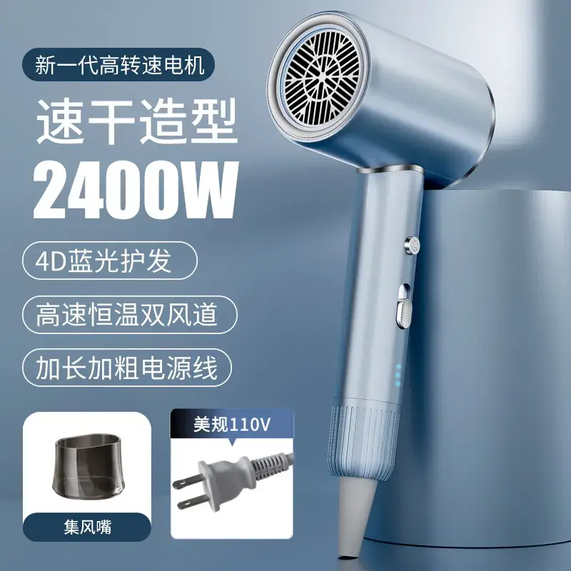 2400W High-Speed Hair Dryer with Blue Light & 110V