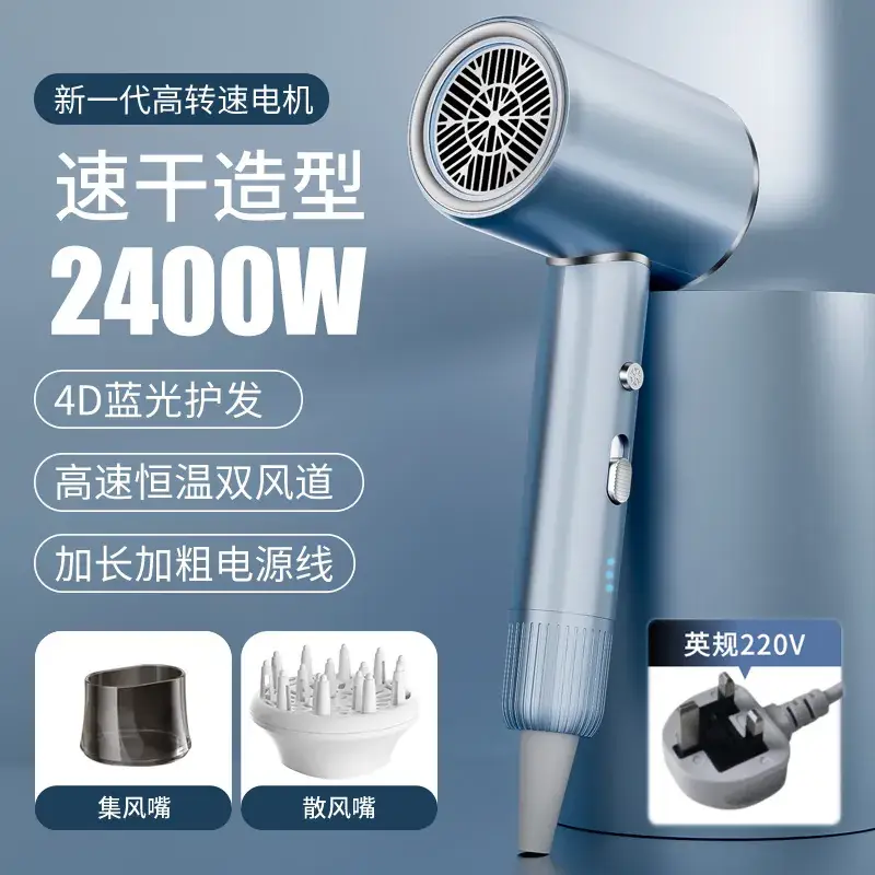 2400W High-Speed Hair Dryer with Blue Light & 110V